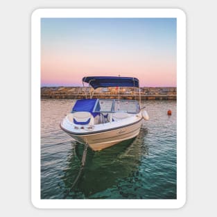 Summer Sunset Boat Sea Water Seaport Sailing Sticker